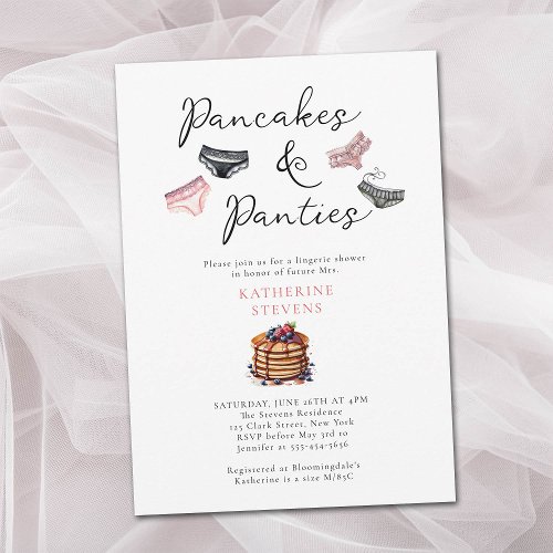 Lingerie Party Pancakes Panties Chic Bridal Shower Invitation
