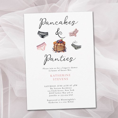 Lingerie Party Pancakes Panties Pink Bridal Shower Invitation