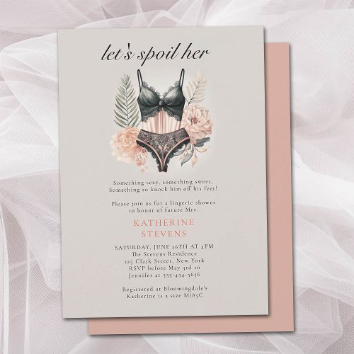 Lingerie Party Vintage Coral Pink Bridal Shower Invitation