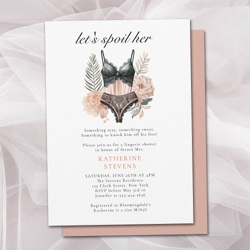 Lingerie Party Vintage Pink Floral Bridal Shower Invitation