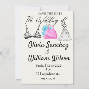 Lingerie Party with dress wedding Invitation