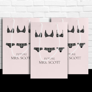 Lingerie Pink and Black Bridal Shower Medium Gift Bag