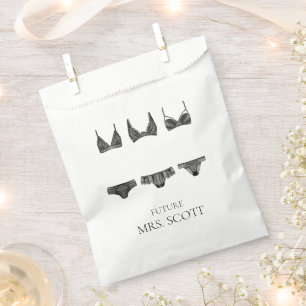 Lingerie Pink and Black Bridal Shower Medium Gift  Favor Bag