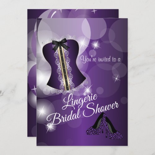 Lingerie Purple Bridal Shower Party Invitation