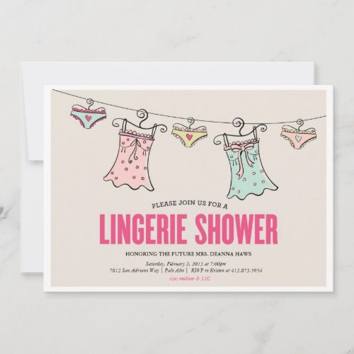 Lingerie Shower Bachelorette Party Wedding Shower Announcement
