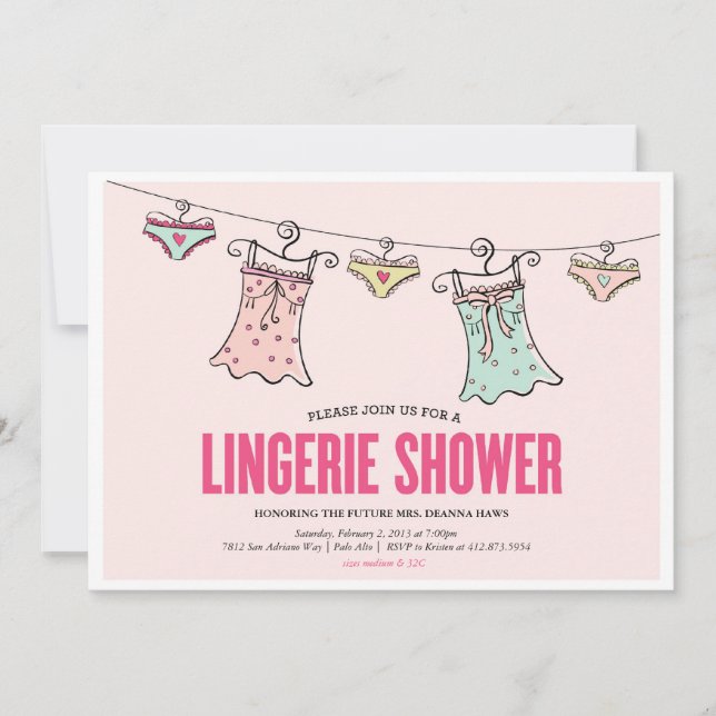 Lingerie Shower Bachelorette Party Wedding Shower Invitation (Front)