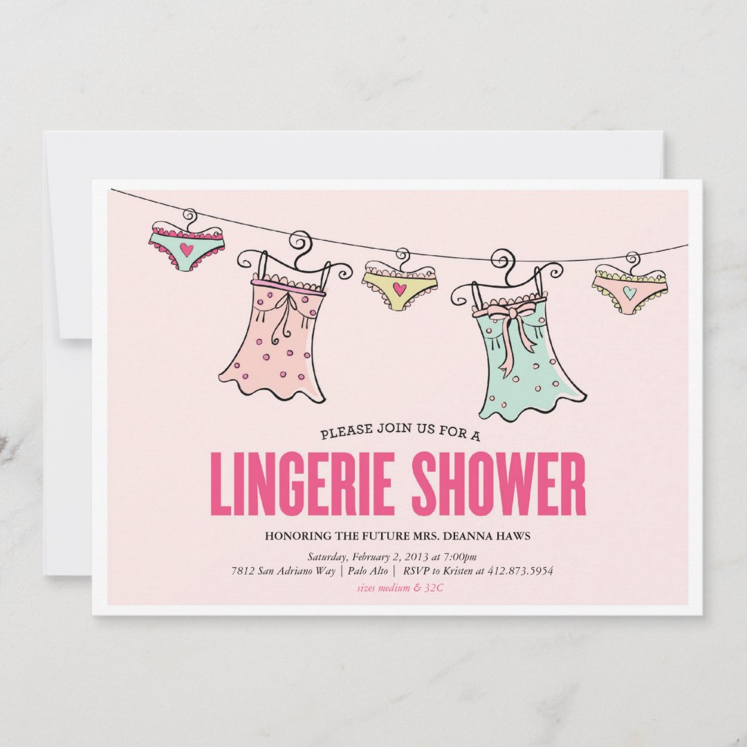 Lingerie Shower Bachelorette Party Wedding Shower Invitation | Zazzle