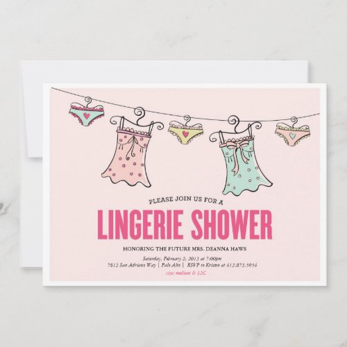 Lingerie Shower Bachelorette Party Wedding Shower Invitation