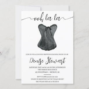 Lingerie Shower, Black and White, Bridal Shower Invitation
