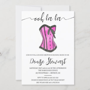 Lingerie Shower, Black, White, Pink Bridal Shower Invitation