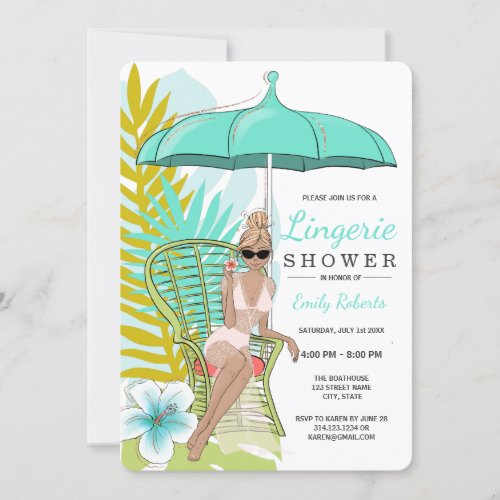 Lingerie Shower Blonde Bride Invitation
