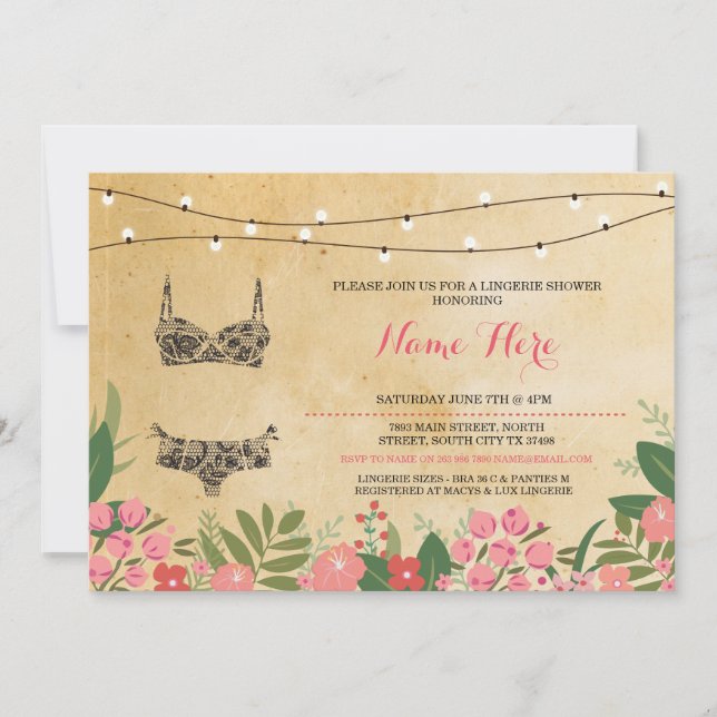 Lingerie Shower Bridal Bachelorette Party Invite (Front)