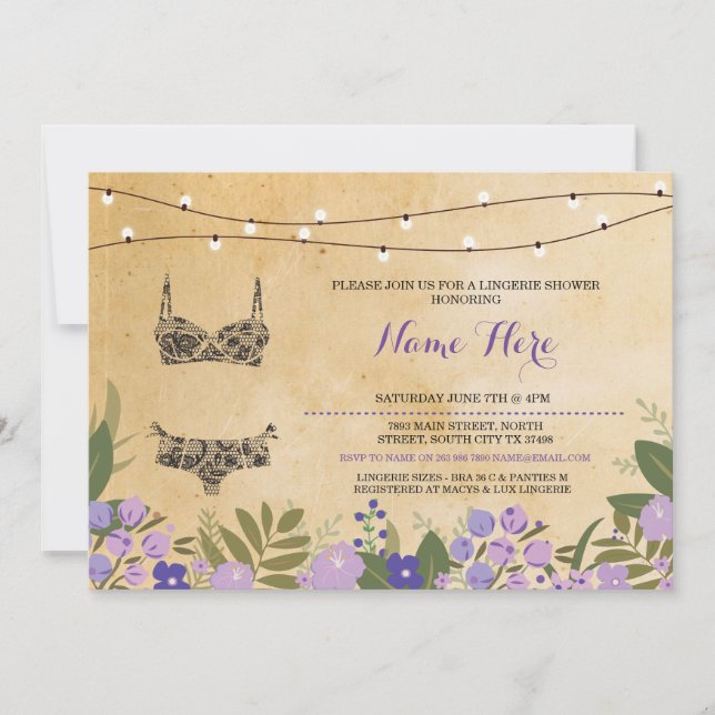Lingerie Shower Bridal Bachelorette Party Invite (Front)