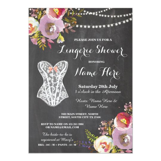 Lingerie Shower Bridal Party Chalk Floral Invite | Zazzle.com