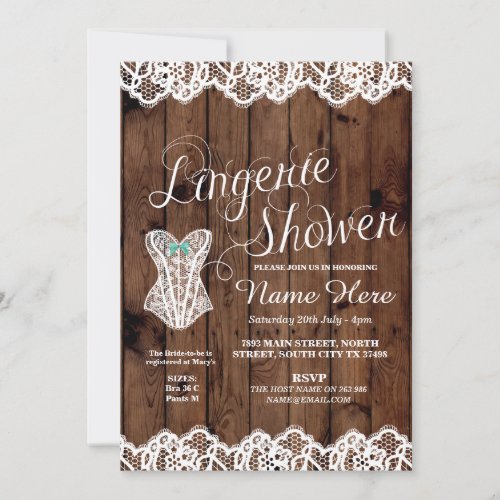 Lingerie Shower Bridal Party Corset Lace Invite