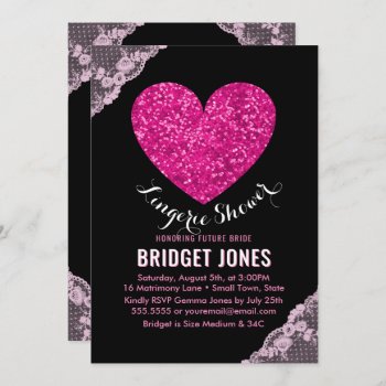 Lingerie Shower Bridal Party Pink Heart Lace Invitation by angela65 at Zazzle