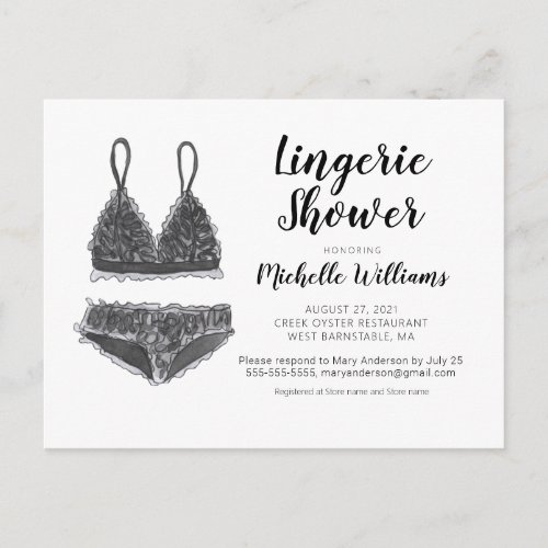 Lingerie Shower Bridal Shower Invitation Postcard