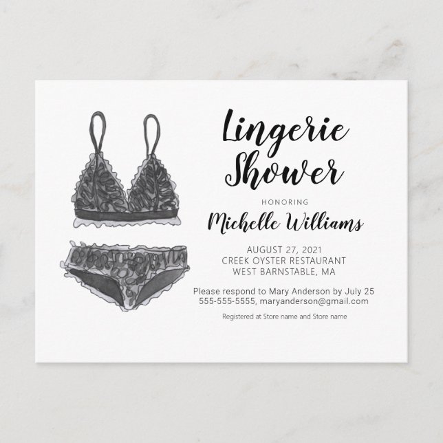 Lingerie Shower Bridal Shower Invitation Postcard (Front)