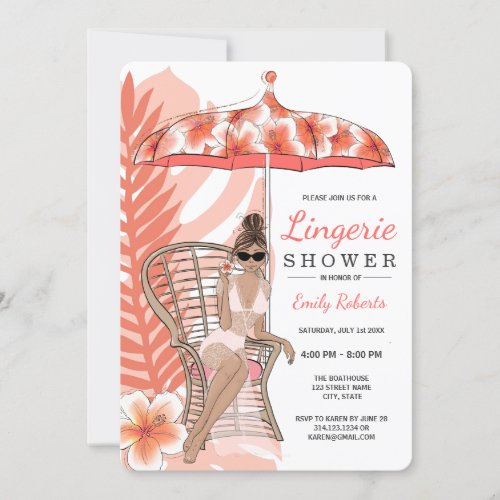 Lingerie Shower Brunette Bride Invitation