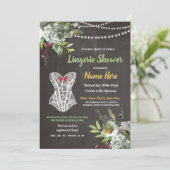 Lingerie Shower Chalk Corset Flowers Invite (Standing Front)