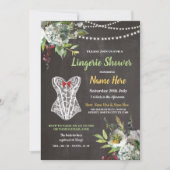 Lingerie Shower Chalk Corset Flowers Invite (Front)