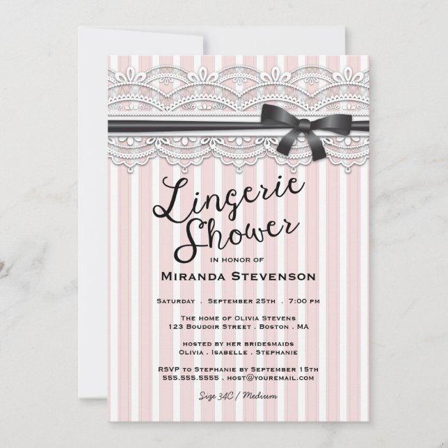 Lingerie Shower Chic Lace Garter Party Invitation (Front)