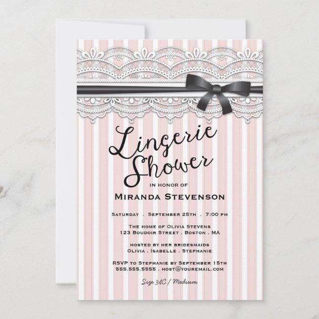 Lingerie Shower Chic Lace Garter Party Invitation (Front)