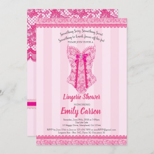 Lingerie shower Hot pink elegant bridal party Invitation