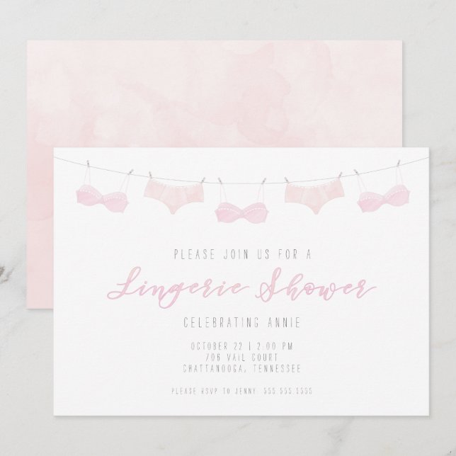 Lingerie Shower Invitation - Watercolor (Front/Back)
