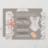 Lingerie Shower Invite Coral Bridal Party Lace (Front/Back)
