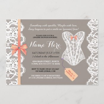 Lingerie Shower Invite Coral Bridal Party Lace by WOWWOWMEOW at Zazzle