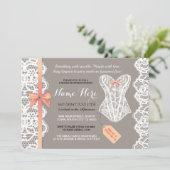 Lingerie Shower Invite Coral Bridal Party Lace (Standing Front)
