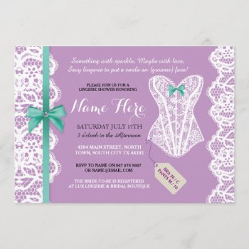 Lingerie Shower Invite Purple Bridal Party Lace by WOWWOWMEOW at Zazzle