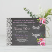 Lingerie Shower Lace Floral Bridal Invitation (Standing Front)