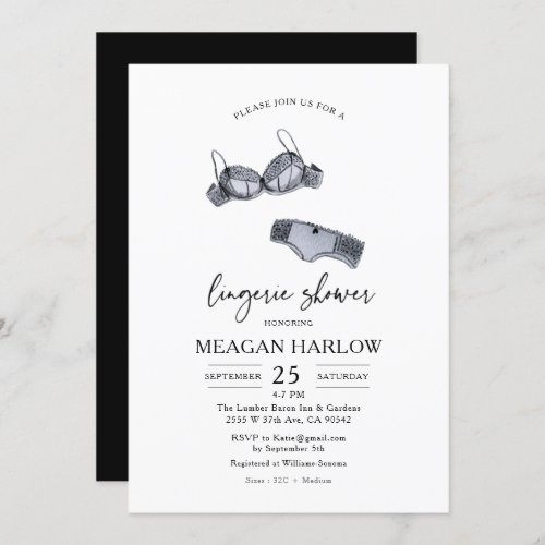 Lingerie Shower  Lingerie Party Bridal Shower Invitation