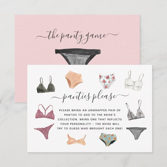 Lingerie Shower Panty Party Enclosure Card (Front/Back)