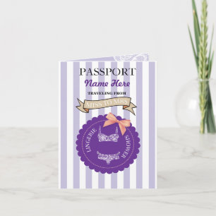 Lingerie Shower Passport Purple Plane Invite