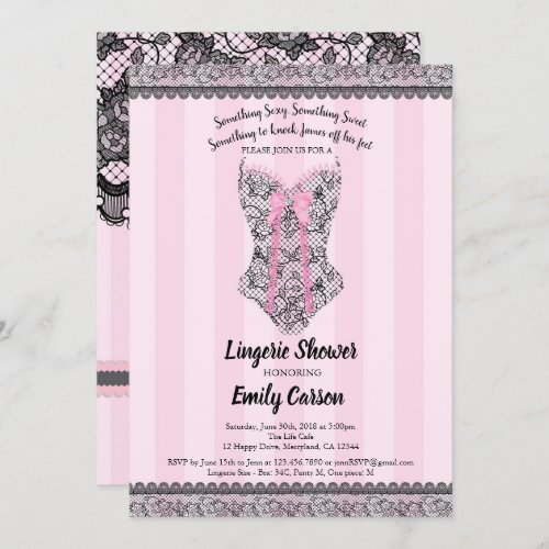 Lingerie shower Pink elegant bridal party Invitation