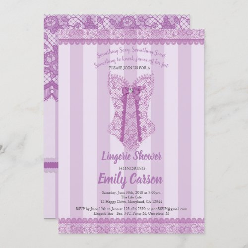Lingerie shower Purple elegant bridal party Invitation