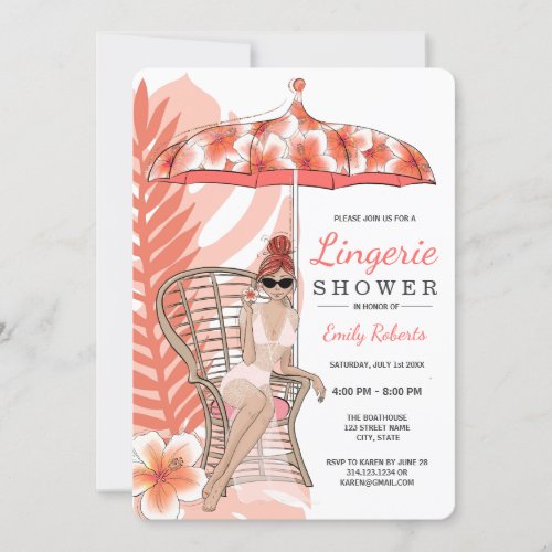Lingerie Shower Redhead Bride Invitation