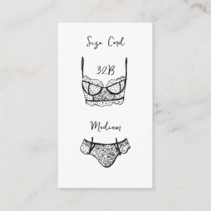 Lingerie Shower Size Card Black Lace Lingerie card