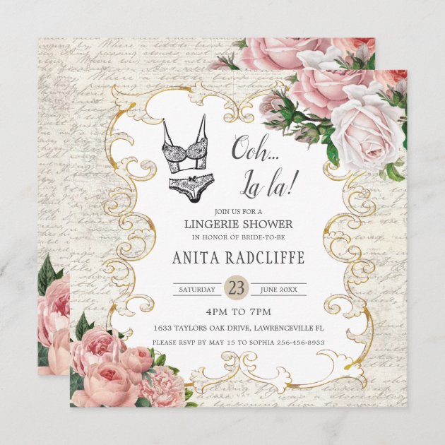 Rose themed baby shower invitations sales