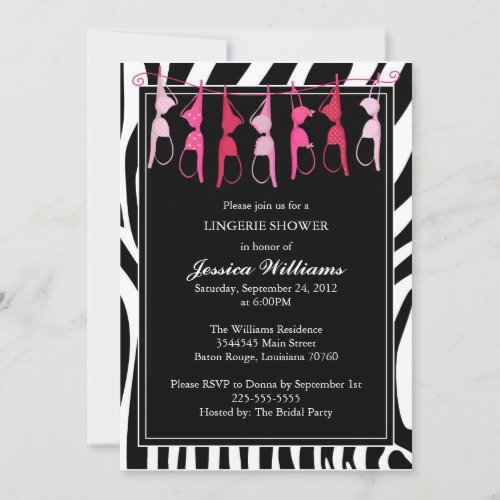 Lingerie Shower | Zebra Custom Announcements