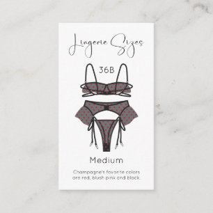 Lingerie Size Card Modern Bridal Shower
