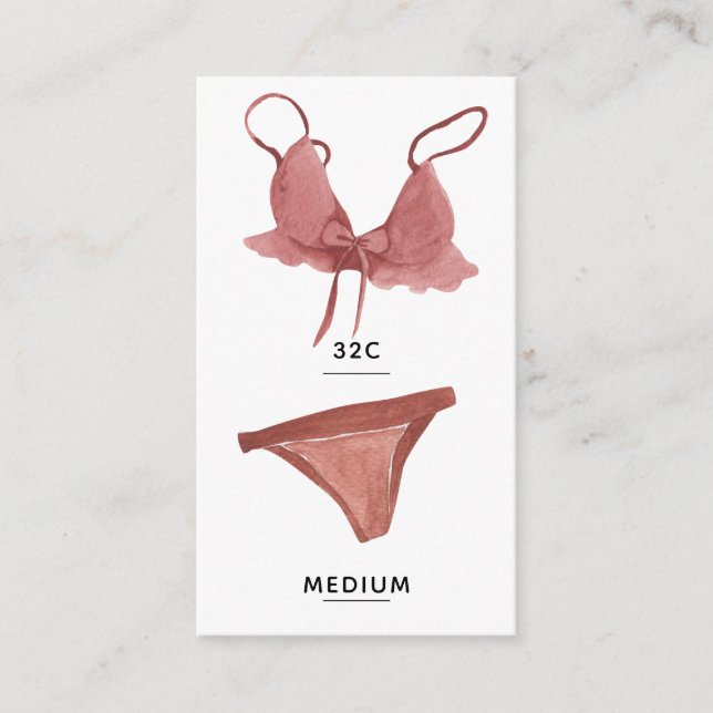 Lingerie Size Insert Card (Front)
