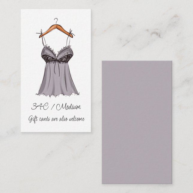  Lingerie Size Oh la la Bridal Shower Enclosure Card (Front/Back)