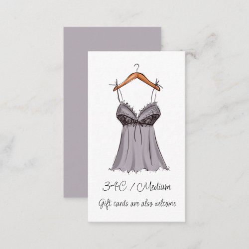  Lingerie Size Oh la la Bridal Shower Enclosure Card