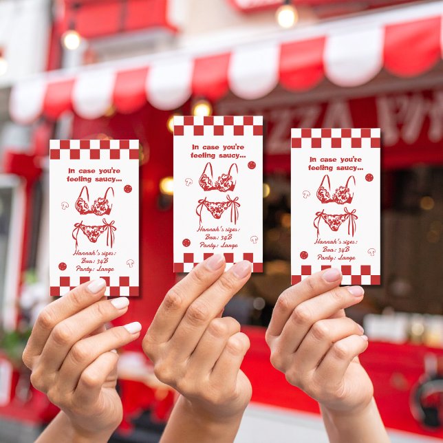 Lingerie Size Pizza Bachelorette Weekend card (Creator Uploaded)