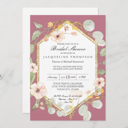 Lingerie Wedding Shower Berry Pink Rose Watercolor Invitation