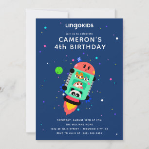 Lingokids Rocket Ship Birthday Invitation